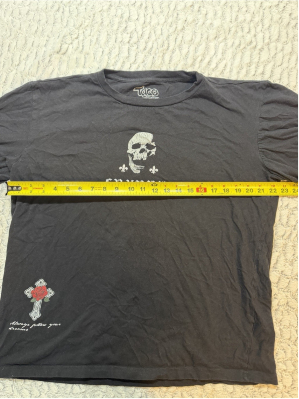 Taco Tuesday Men's Black Skull Graphic Print Crew Neck Short Sleeve T-Shirt XL - Picture 3 of 8